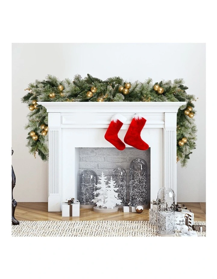 2.7m Christmas Garland with Gold Baubles and LED Lights Mantle Decoration Ornament image 6