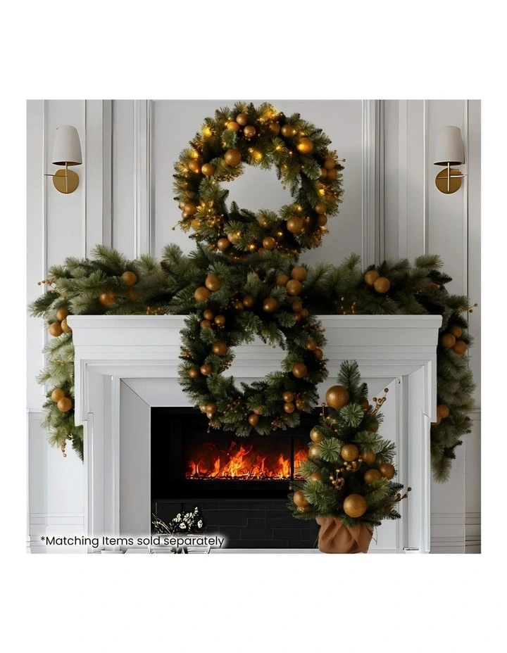 2.7m Christmas Garland with Gold Baubles and LED Lights Mantle Decoration Ornament image 7