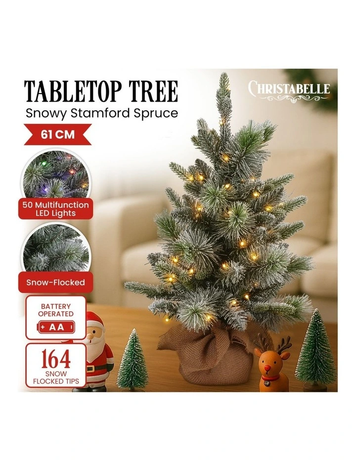 Christabelle 61cm Pre-Lit Snowy Stamford Spruce Battery-Operated Mini Christmas Tree image 7