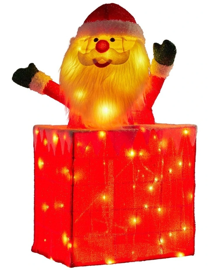 76cm Santa in Chimney Christmas Tree Warm White LED Lights Animated Decoration Ornament image 1