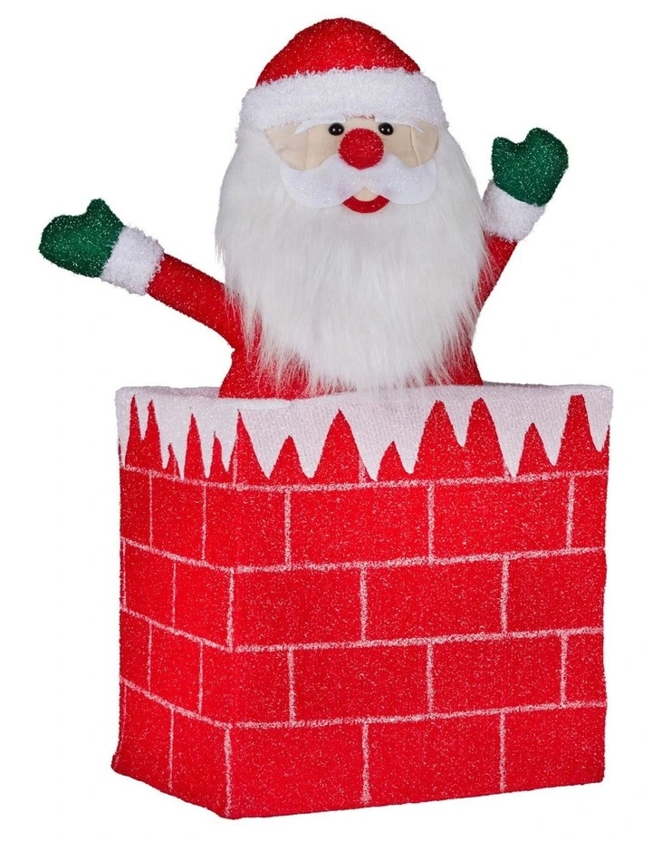76cm Santa in Chimney Christmas Tree Warm White LED Lights Animated Decoration Ornament image 2