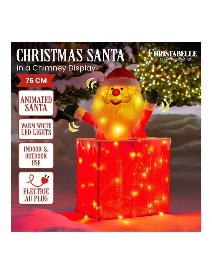 76cm Santa in Chimney Christmas Tree Warm White LED Lights Animated Decoration Ornament image 3