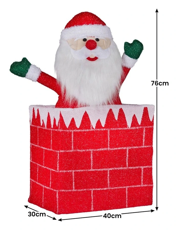 76cm Santa in Chimney Christmas Tree Warm White LED Lights Animated Decoration Ornament image 4