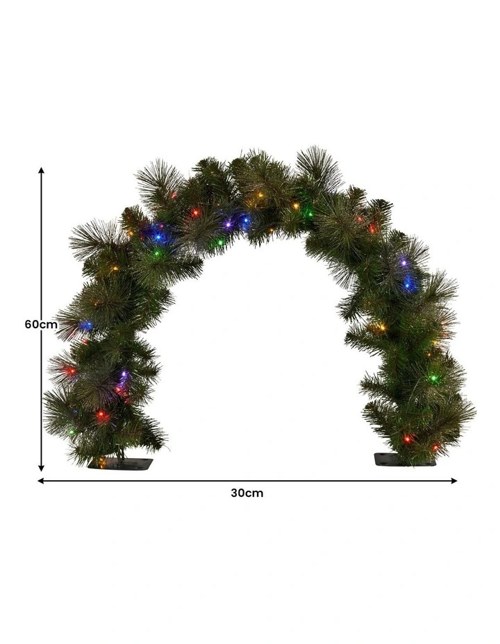 60cm Tabletop Christmas Archway Garland with LED Lights Gold Mantle Decoration Ornament image 3