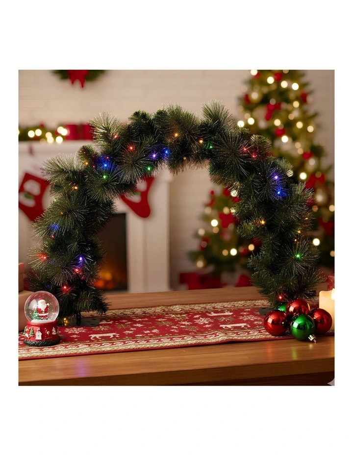 60cm Tabletop Christmas Archway Garland with LED Lights Gold Mantle Decoration Ornament image 7