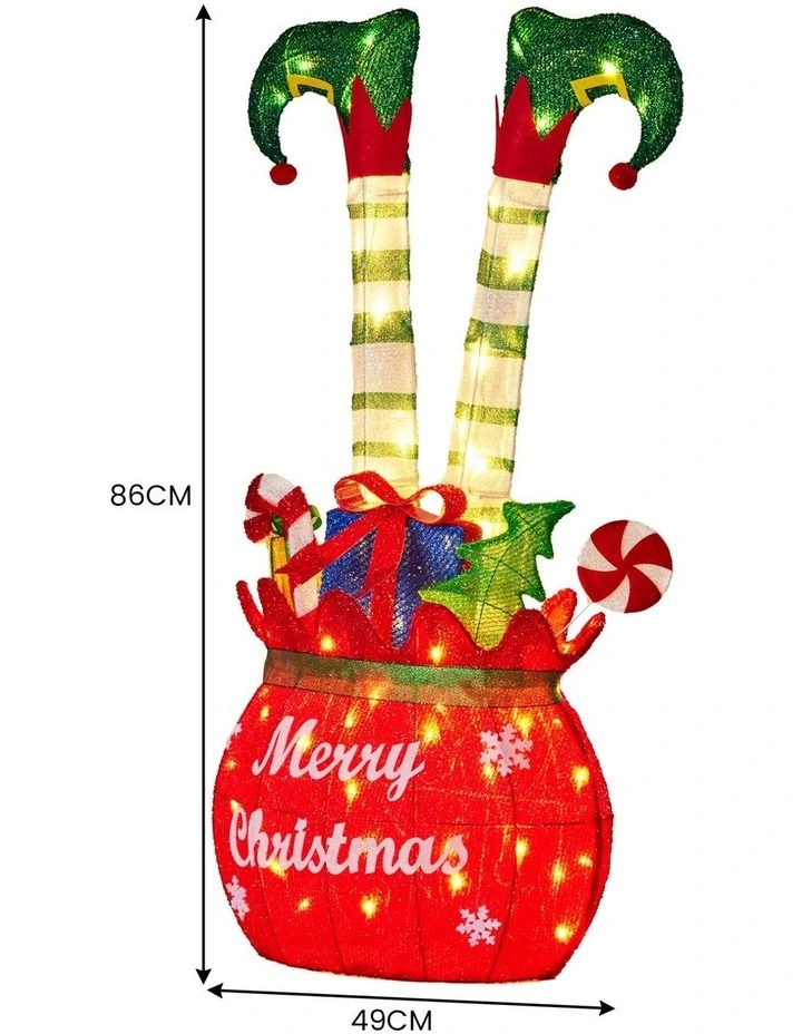 Christabelle Elf in Gift Sack Christmas Display Warm White LED Lights 86cm Decoration Yard Lawn image 2