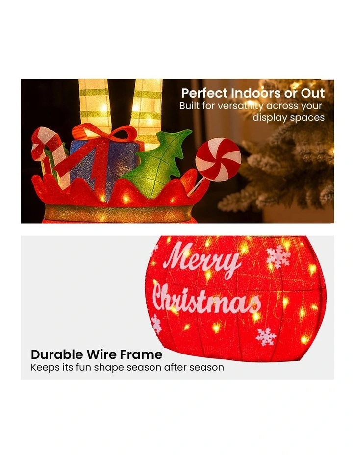 Christabelle Elf in Gift Sack Christmas Display Warm White LED Lights 86cm Decoration Yard Lawn image 6