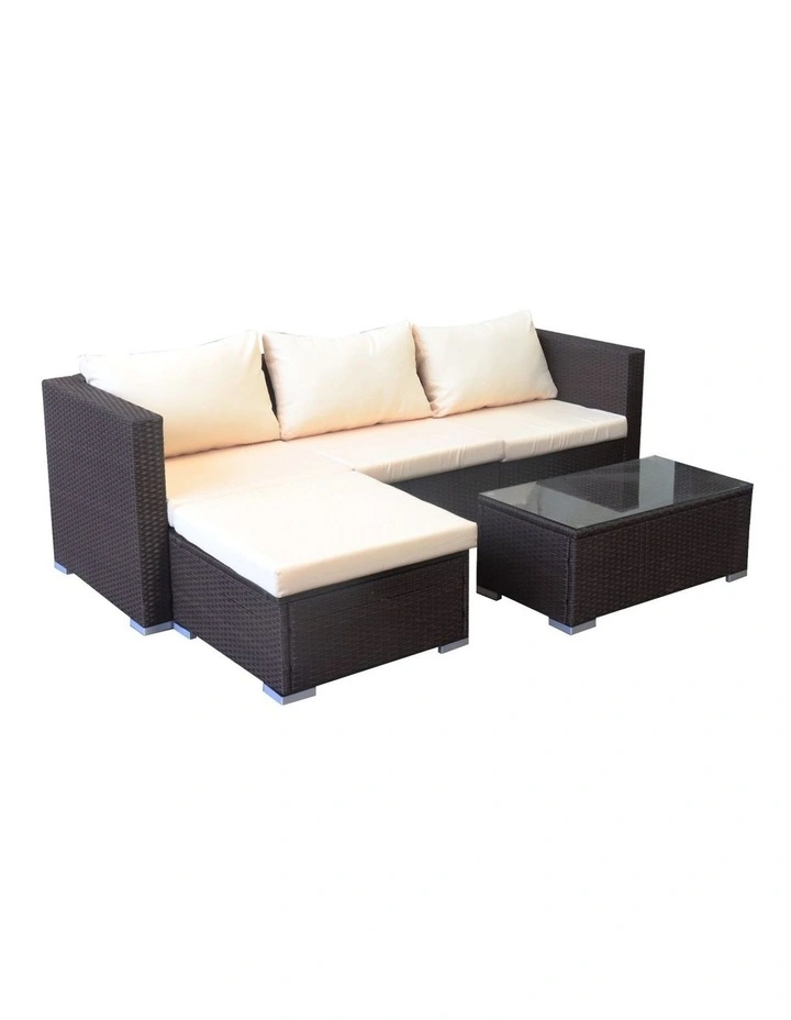5pc Modular Outdoor Lounge Set PE Rattan - Brown image 1