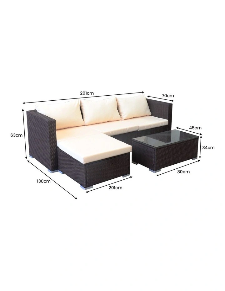 5pc Modular Outdoor Lounge Set PE Rattan - Brown image 2