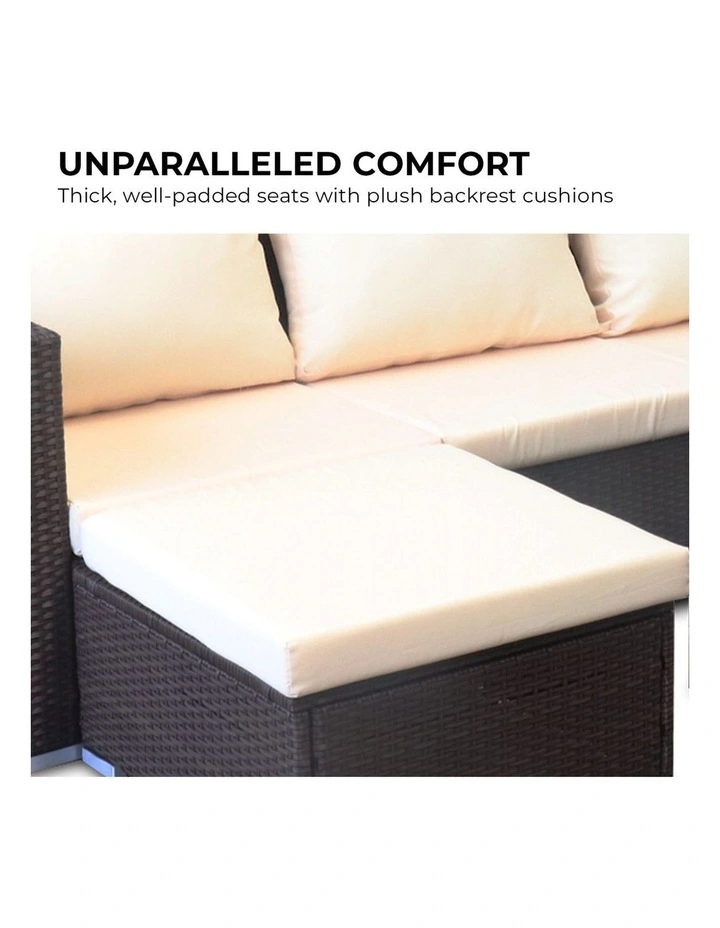 5pc Modular Outdoor Lounge Set PE Rattan - Brown image 4