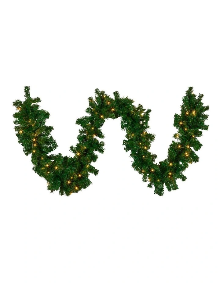 2.7m Christmas Garland with LED Lights Chadwick Tree Decoration Ornament image 1