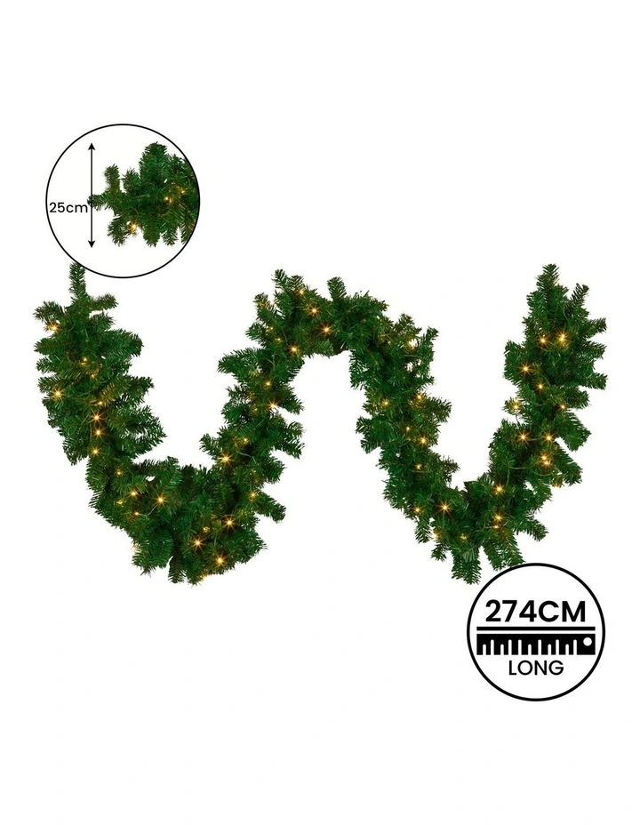 2.7m Christmas Garland with LED Lights Chadwick Tree Decoration Ornament image 4
