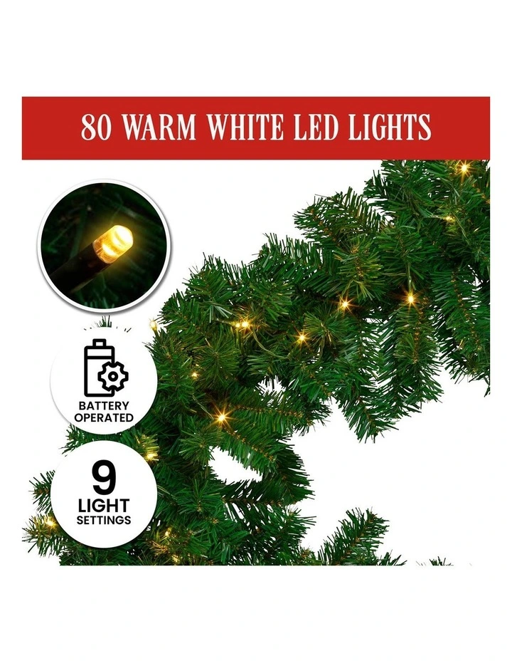 2.7m Christmas Garland with LED Lights Chadwick Tree Decoration Ornament image 6