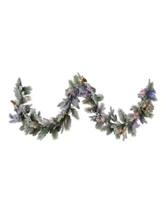 2.7m Christmas Garland Snowy with LED Lights Stamford Spruce Tree Decoration Ornament