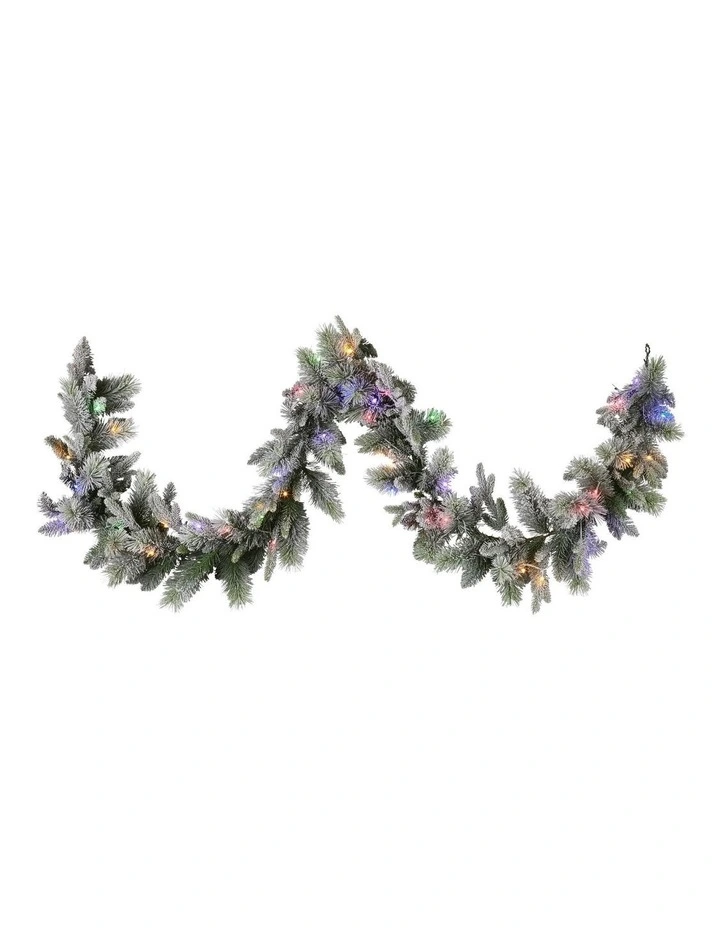 2.7m Christmas Garland Snowy with LED Lights Stamford Spruce Tree Decoration Ornament image 1