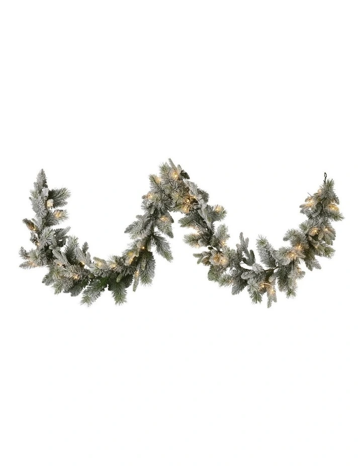 2.7m Christmas Garland Snowy with LED Lights Stamford Spruce Tree Decoration Ornament image 2