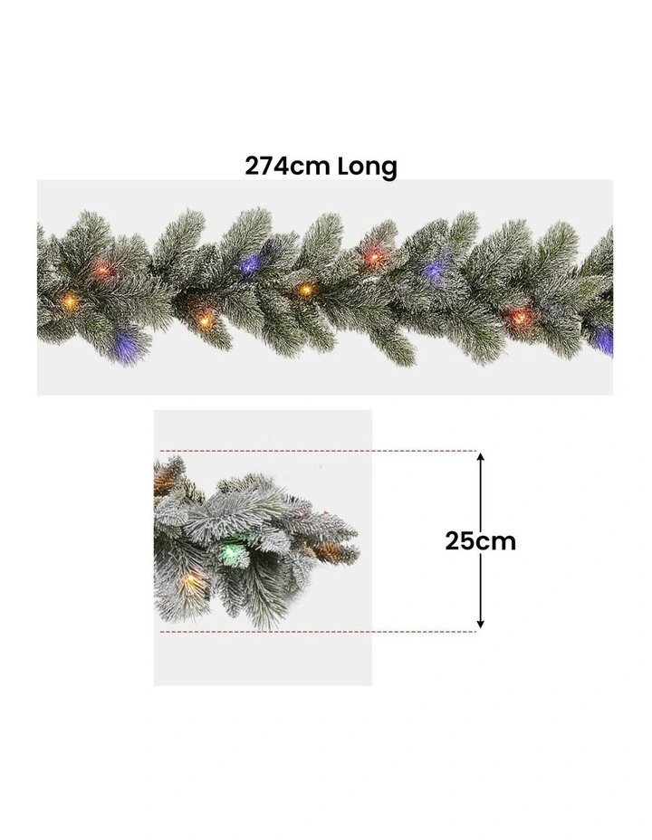 2.7m Christmas Garland Snowy with LED Lights Stamford Spruce Tree Decoration Ornament image 4