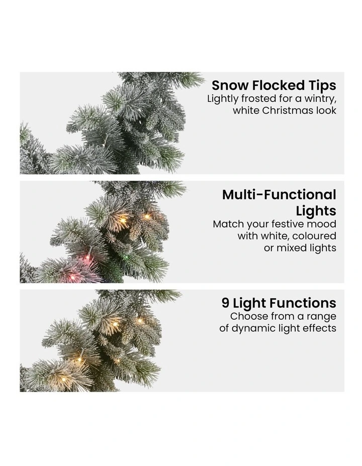 2.7m Christmas Garland Snowy with LED Lights Stamford Spruce Tree Decoration Ornament image 5