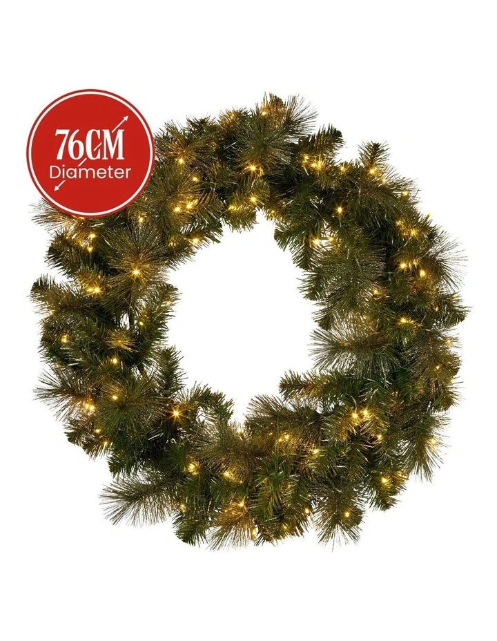 Christabelle 76cm Split Christmas Wreath with LED Lights for Double Front Doors Decoration image 2