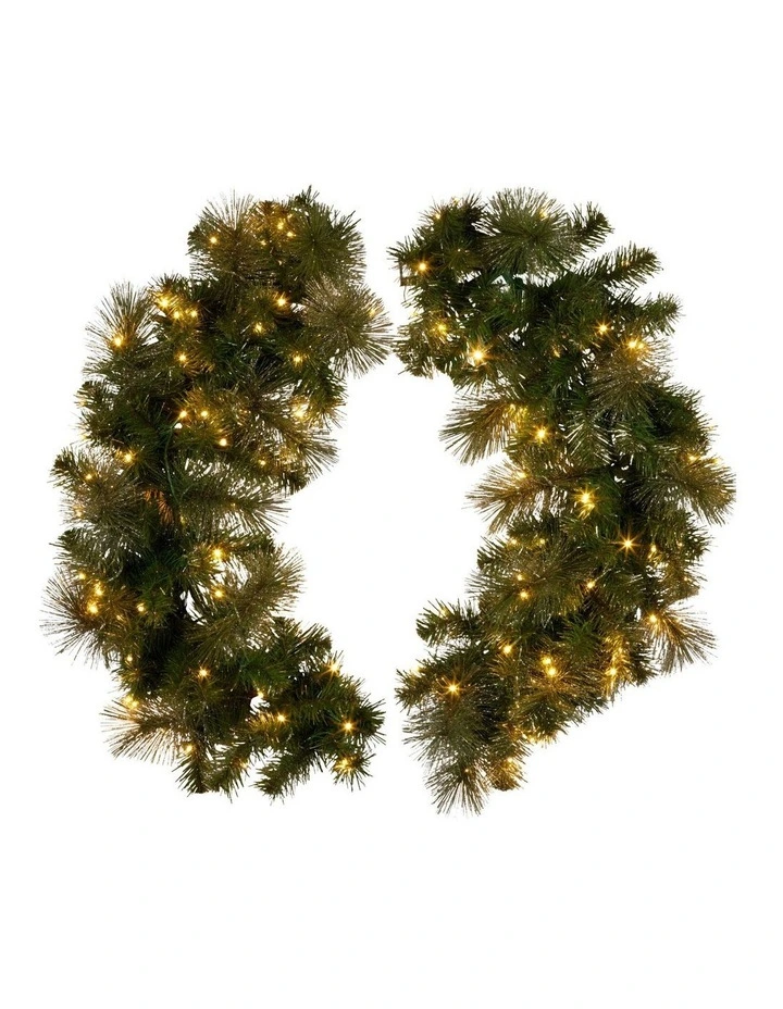 Christabelle 76cm Split Christmas Wreath with LED Lights for Double Front Doors Decoration image 4