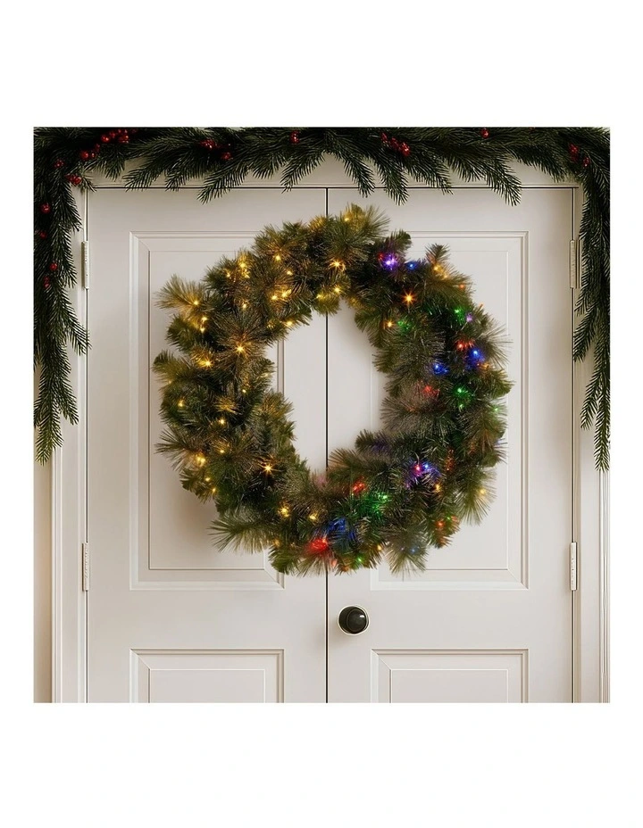 Christabelle 76cm Split Christmas Wreath with LED Lights for Double Front Doors Decoration image 6