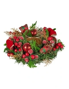 Christabelle 26cm Christmas Centrepiece Lush Green Decor Berries & Baubles