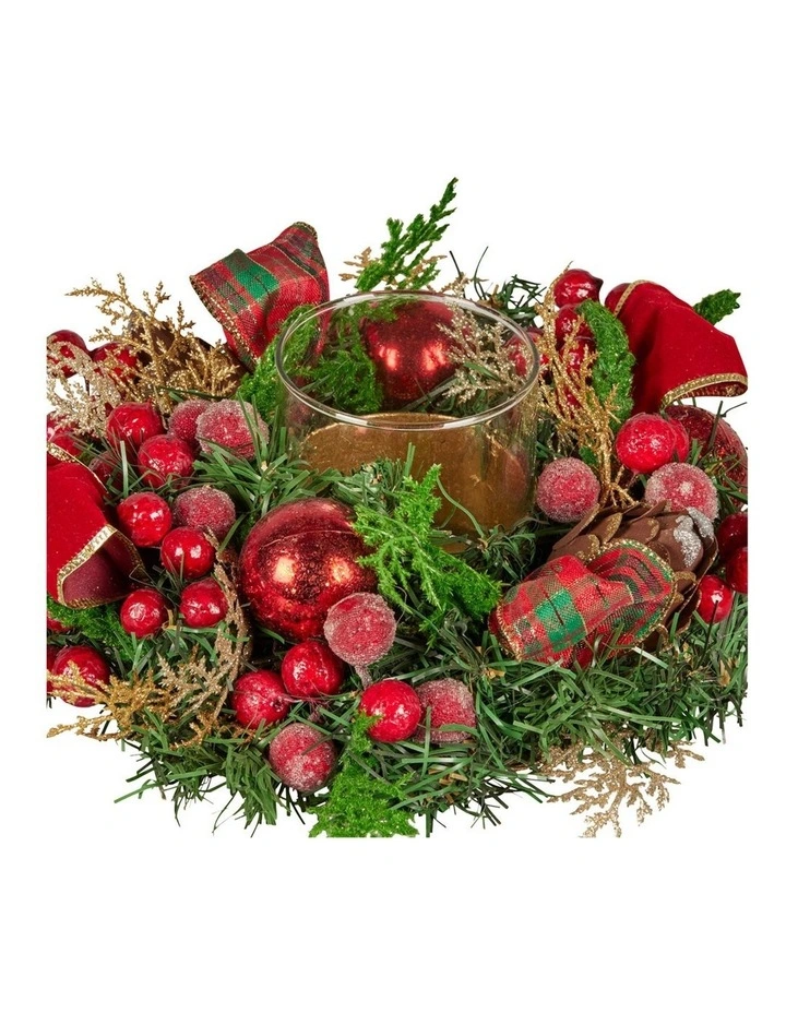 Christabelle 26cm Christmas Centrepiece Lush Green Decor Berries & Baubles image 3