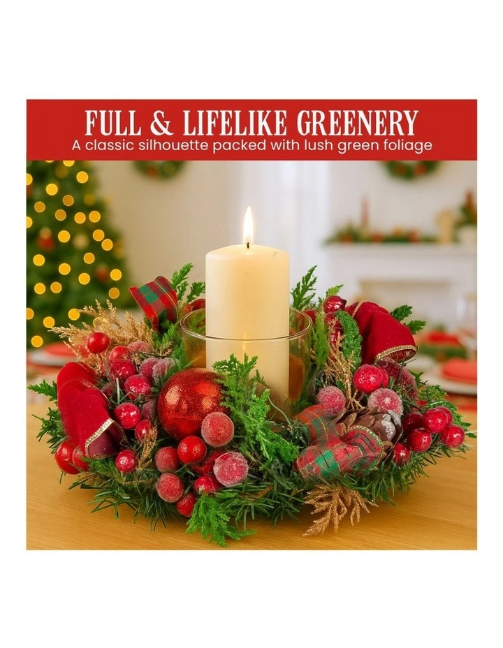 Christabelle 26cm Christmas Centrepiece Lush Green Decor Berries & Baubles image 5
