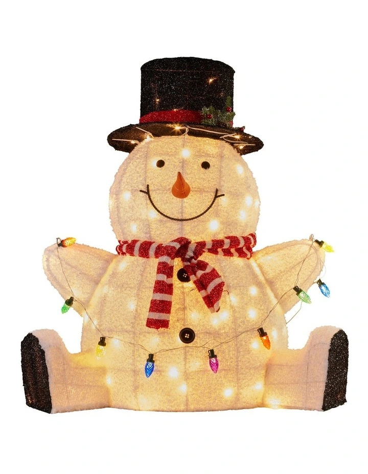 Christabelle 82cm Sitting Snowman Christmas Display with Lights image 1