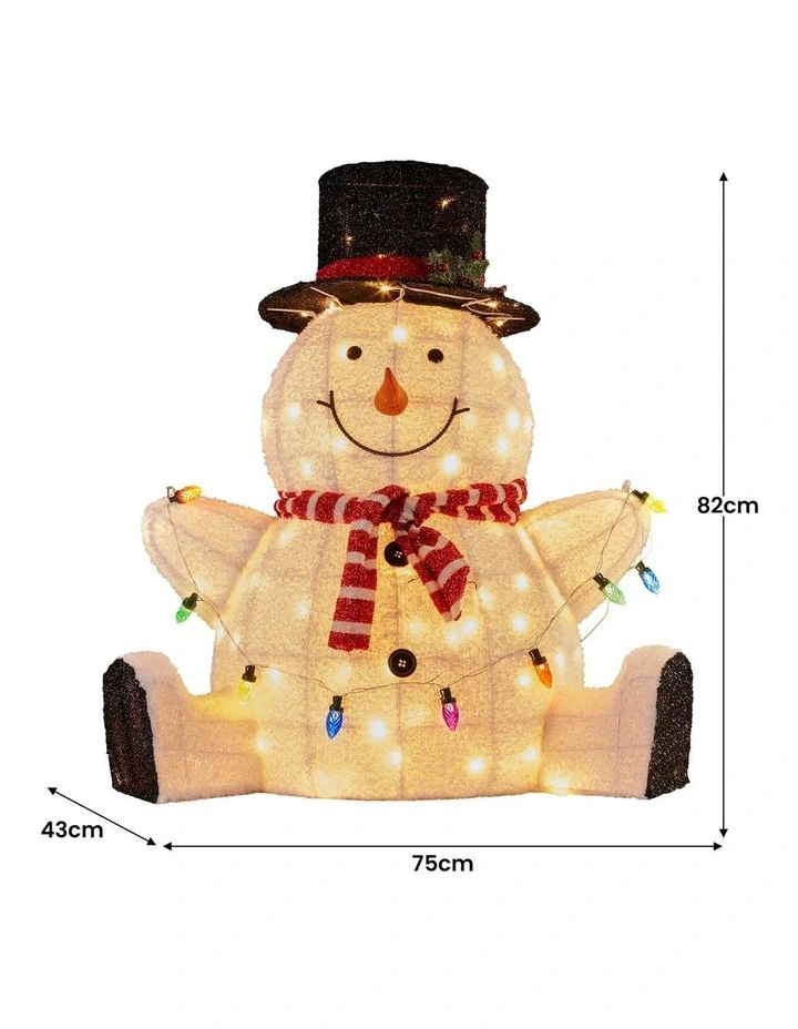 Christabelle 82cm Sitting Snowman Christmas Display with Lights image 3