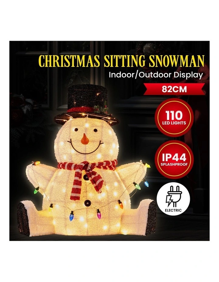 Christabelle 82cm Sitting Snowman Christmas Display with Lights image 7