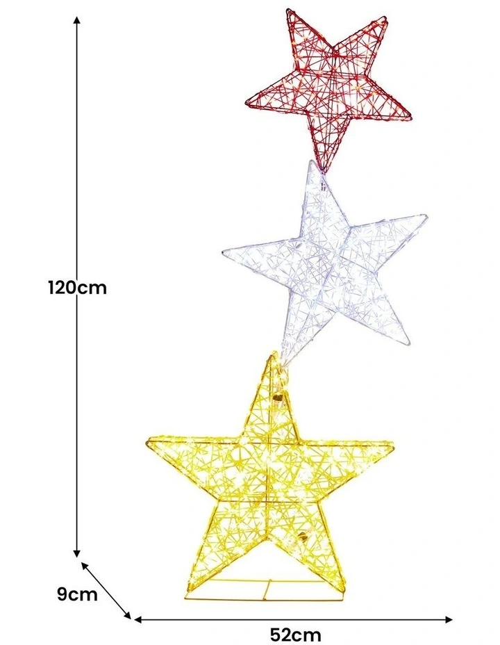 Christabelle 120cm Triple Star Christmas Display with Lights image 3