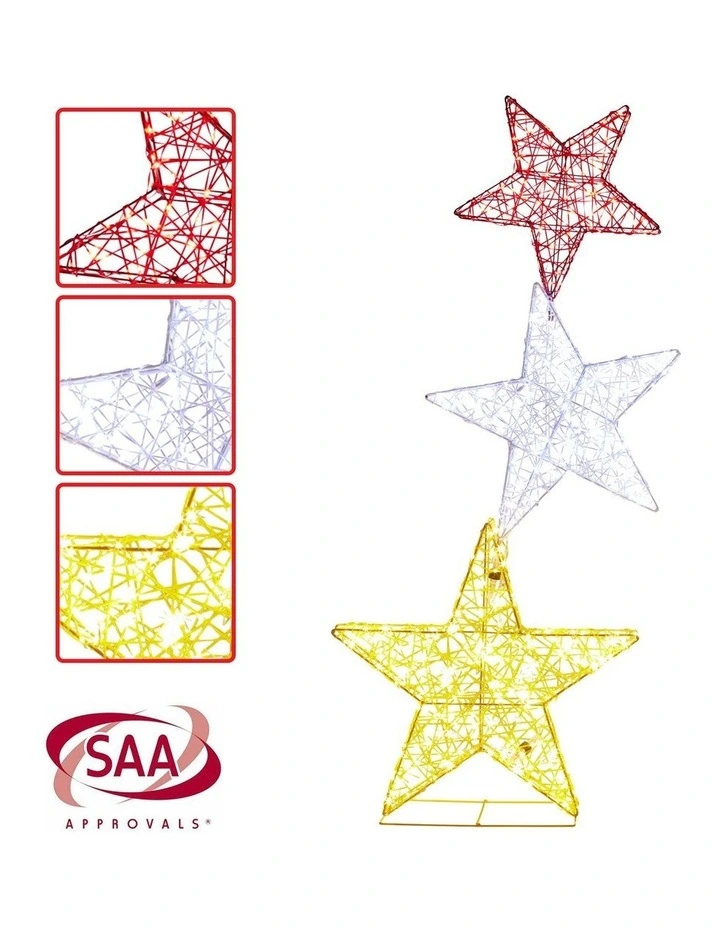 Christabelle 120cm Triple Star Christmas Display with Lights image 5
