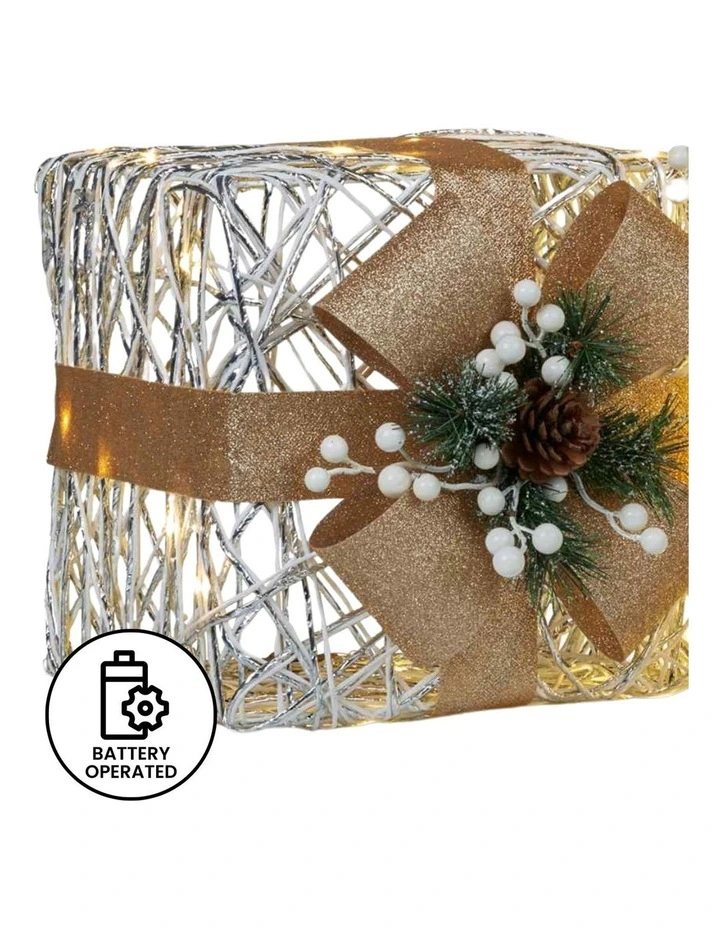 Christabelle 3 Piece Christmas Present Display Set with LED Lights & Gold Bows image 4