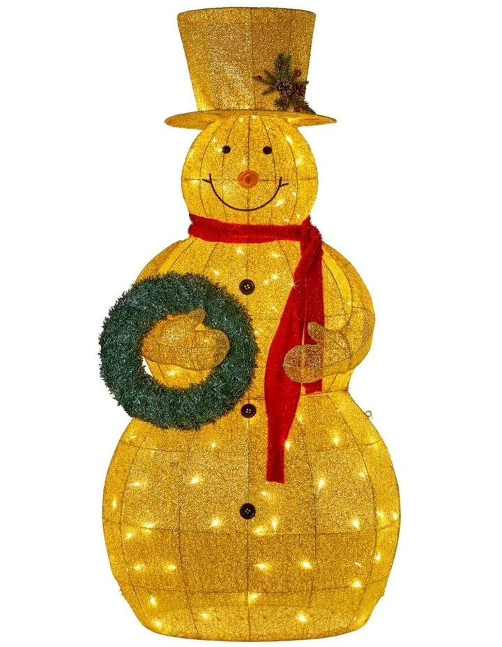 Christabelle 150cm Gold Outdoor Christmas Snowman with Lights image 1