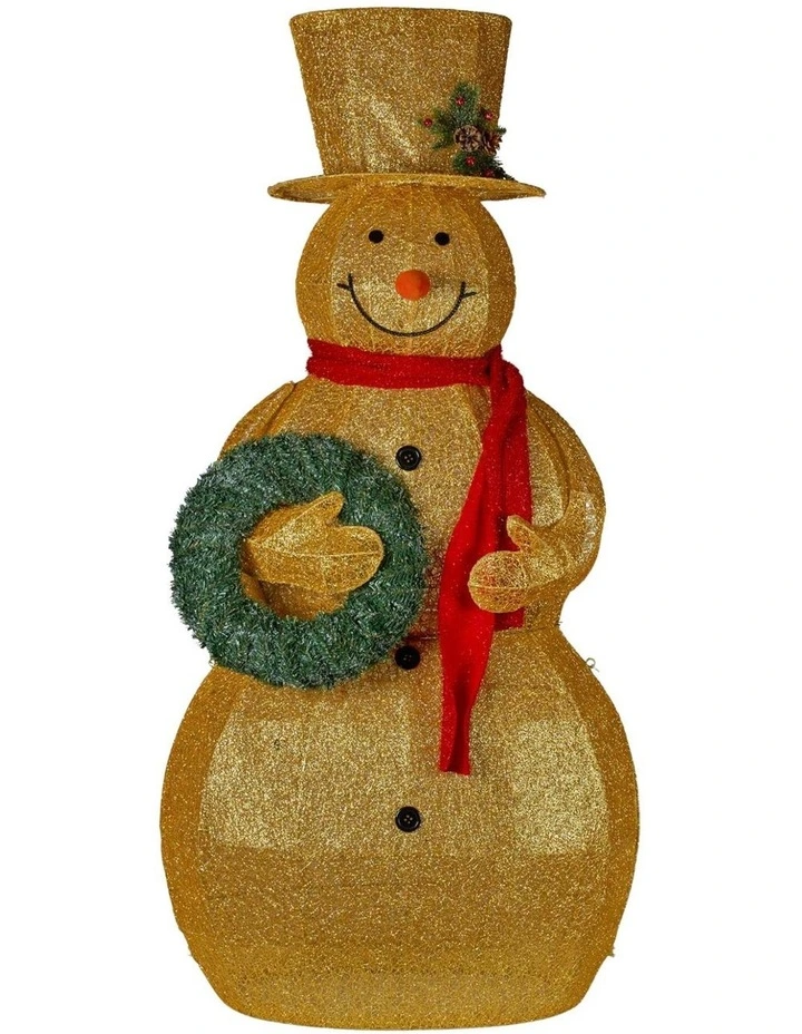 Christabelle 150cm Gold Outdoor Christmas Snowman with Lights image 2