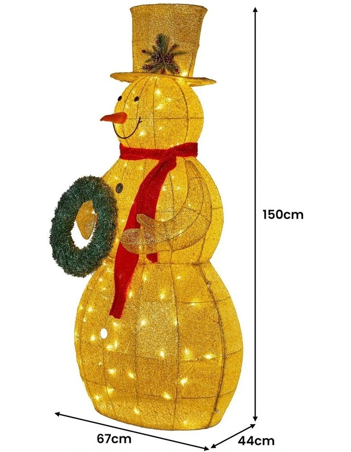 Christabelle 150cm Gold Outdoor Christmas Snowman with Lights image 3