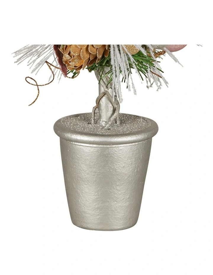 Christabelle 36cm Christmas Tabletop Topiary with Jewelled Baubles and Pine Cone image 6