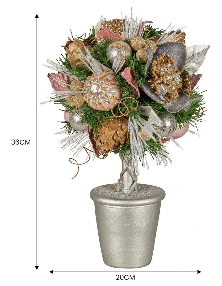 Christabelle 36cm Christmas Tabletop Topiary with Jewelled Baubles and Pine Cone image 7