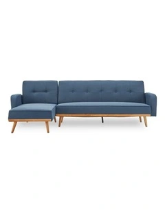 Sarantino 3-Seater Corner Sofa Bed with Chaise Lounge - Blue