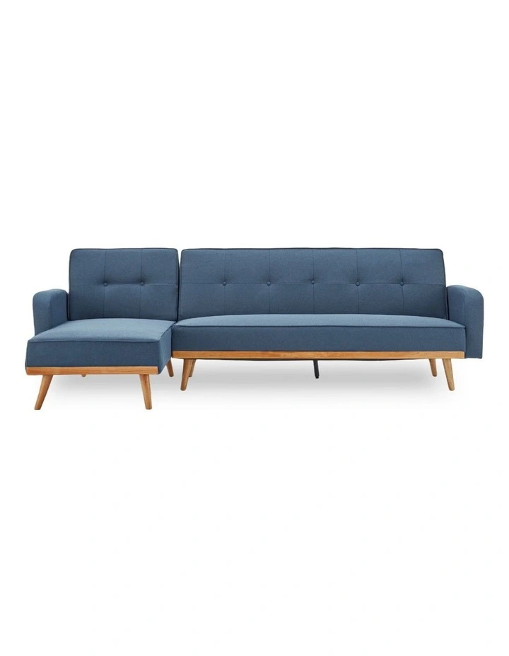 Sarantino 3-Seater Corner Sofa Bed with Chaise Lounge - Blue image 1