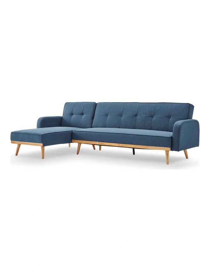 Sarantino 3-Seater Corner Sofa Bed with Chaise Lounge - Blue image 2