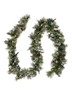 Christabelle 2.7m Christmas Garland with LED Lights Glittery Snow Bristle Tree Decoration Ornament