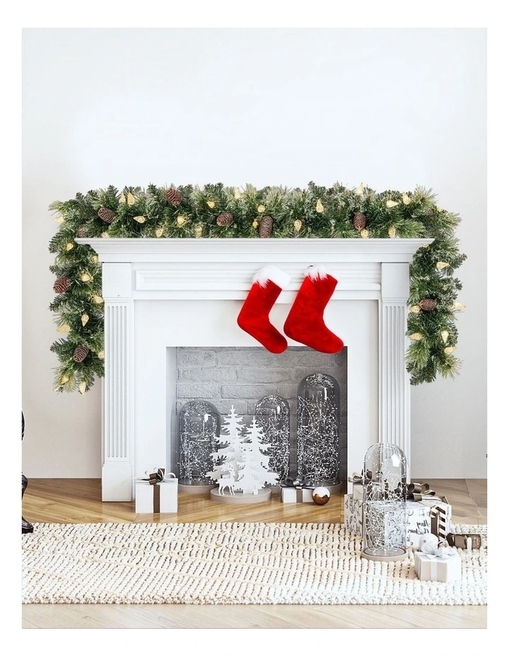 Christabelle 2.7m Christmas Garland with LED Lights Glittery Snow Bristle Tree Decoration Ornament image 2