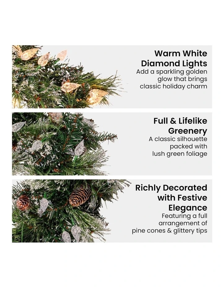 Christabelle 2.7m Christmas Garland with LED Lights Glittery Snow Bristle Tree Decoration Ornament image 3