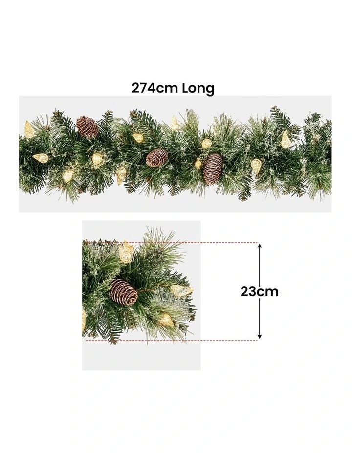 Christabelle 2.7m Christmas Garland with LED Lights Glittery Snow Bristle Tree Decoration Ornament image 4