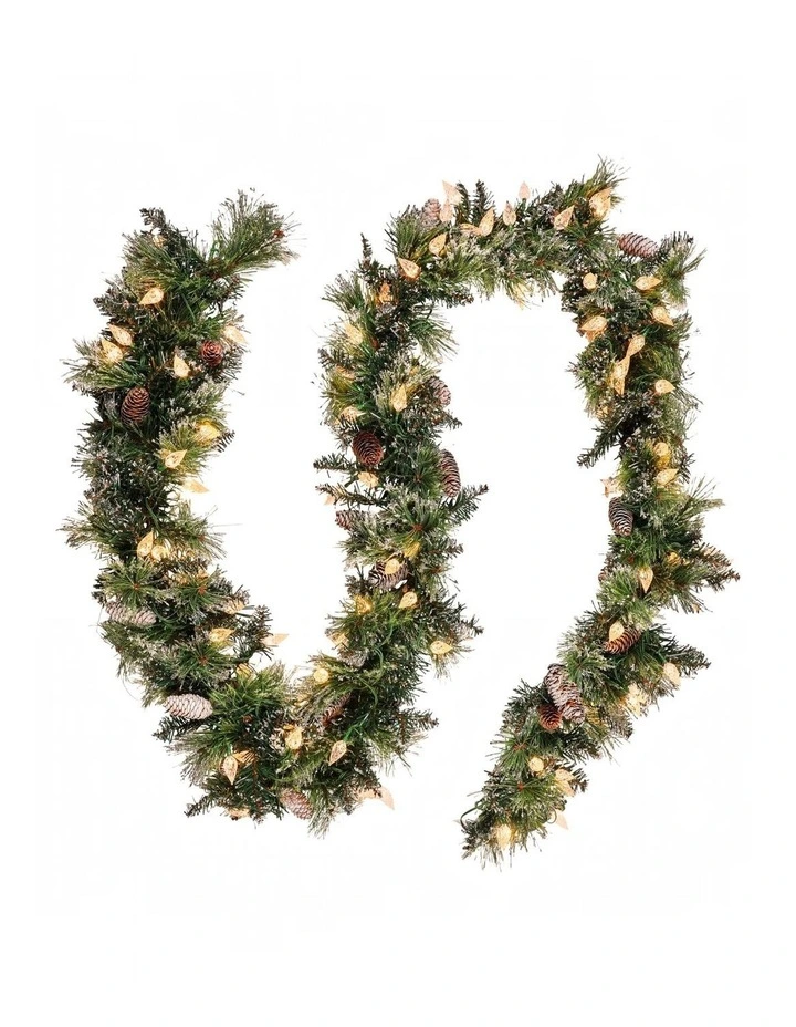 Christabelle 2.7m Christmas Garland with LED Lights Glittery Snow Bristle Tree Decoration Ornament image 5