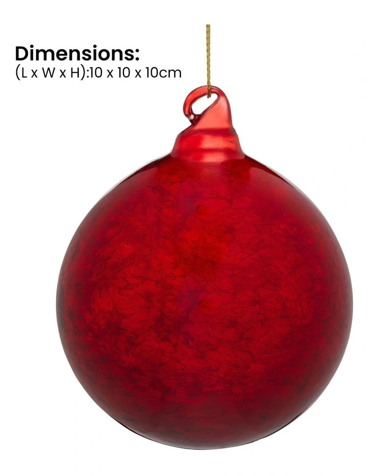 Christabelle Large Christmas Tree Decor Red Glass Baubles 6 Pcs Crackle Pattern Balls Ornament image 3