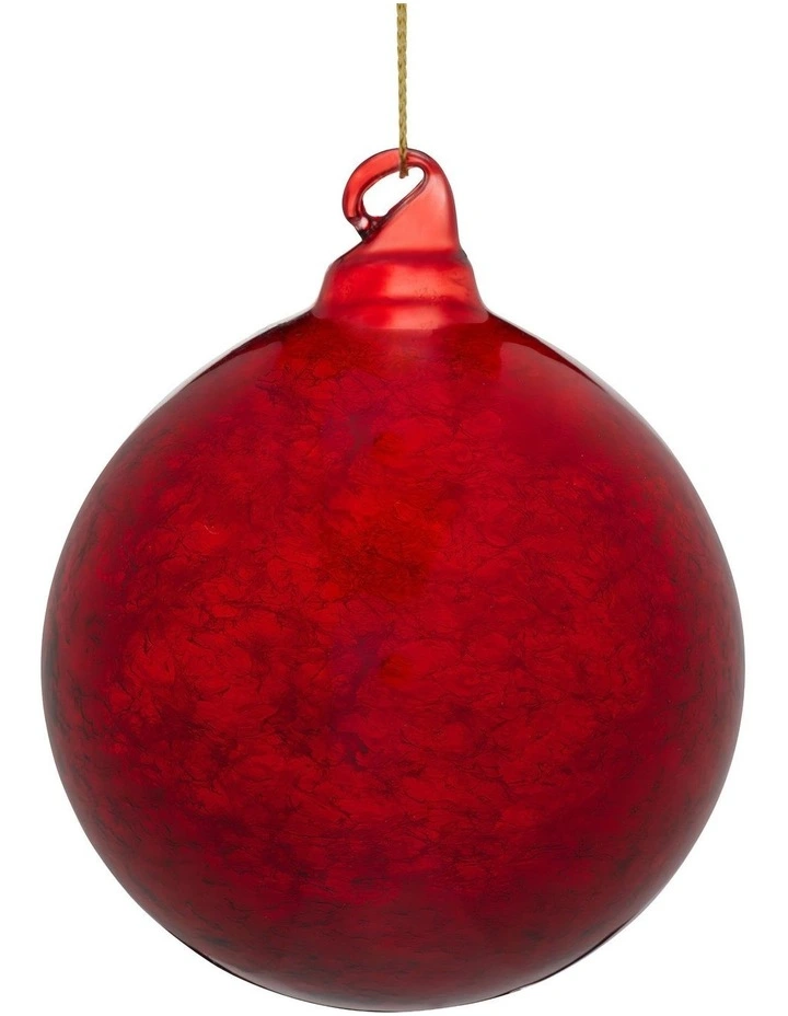 Christabelle Large Christmas Tree Decor Red Glass Baubles 6 Pcs Crackle Pattern Balls Ornament image 4