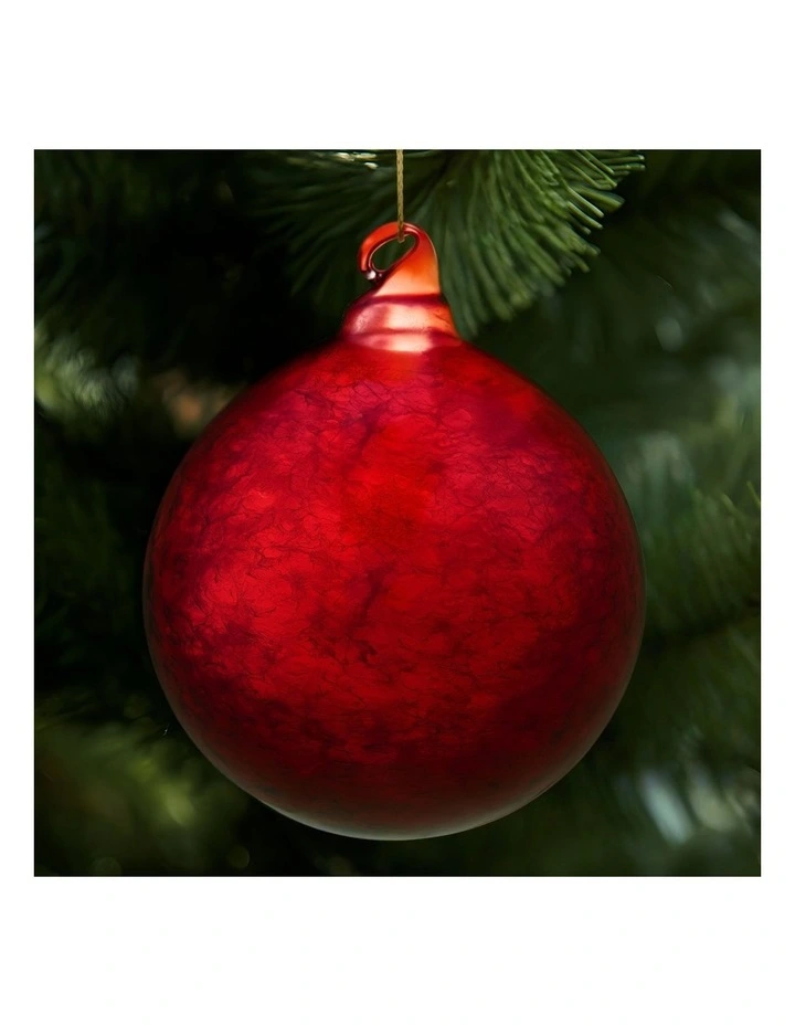 Christabelle Large Christmas Tree Decor Red Glass Baubles 6 Pcs Crackle Pattern Balls Ornament image 5